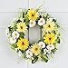 Collections Etc Yellow and White Daisy Wreath, Green