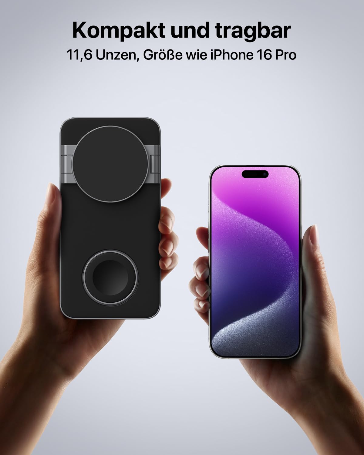 Induktive Ladestation Kompatibel mit Magsafe Ladegerät,QTlier 3 in 1 iPhone Ladestation für Air 17/16/15/14/13/12 Serie,20W Wireless Charger für Apple Watch 10/9/8/7/6/5/4/3 und AirPods (Tief Schwarz) 6