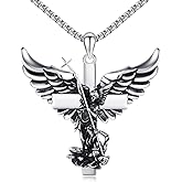 TwoAnts Patron Saint Medal Necklace 925 Sterling Silver Protection Pendant Necklace Catholic Jewelry Gifts for Men Women