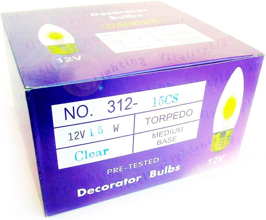 12V 15W Decorative Light Bulb E26 12 Volts Incandescent Lamp Medium Base (25/pack)