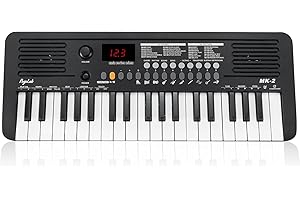POGOLAB MK-2 37 Keys Kids Keyboard Piano, Portable Small Keyboard with 40 Songs, 200 Sounds, with MIDI Function, LED Display & Dual Speakers, Compact Mini Music Piano for Kids/Beginners (Black)