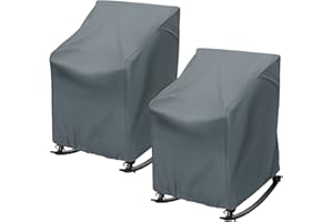 TORUTA 2 Pack Patio Rocking Chair Covers – 420D Waterproof Oxford, All Weather Outdoor Furniture Protector with Handles Air Vent, Grey (27.5" L x 32.5" D x 39" H)