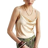 FEELITS Womens 100% Mulberry Silk Tank Top, 22 Momme, Cowl Neck with Adjustable Spaghetti Straps, Loose Fit Casual Flowy Cami
