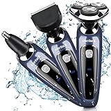 Electric Shaver Razor Wet & Dry 3 in 1 Waterproof Rotary Floating Heads Elehot -Blue