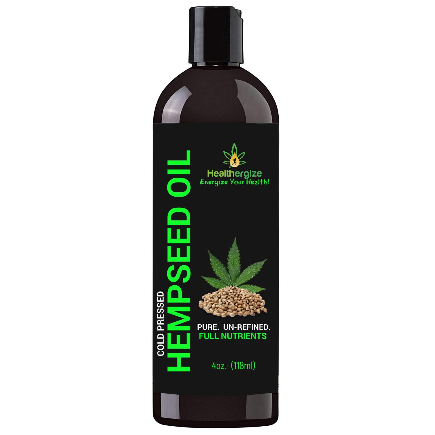 HEALTHERGIZE PREMIUM 100% PURE HEMP OIL, FOOD GRADE, SKIN AND HAIR, EXTREME PAIN RELIEF, RELAXATION, ANXIETY & STRESS, NON-GMO, MASSAGE MADE IN USA