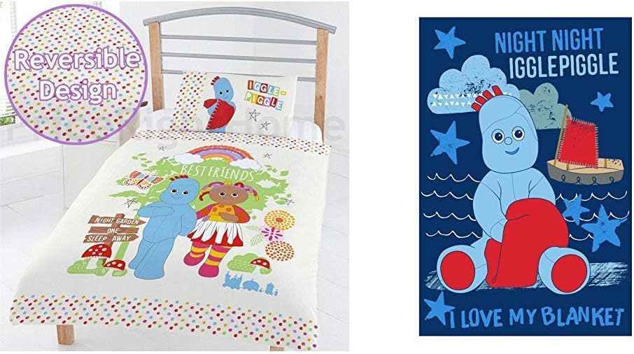 In the Night Garden In the Best Friends Junior Duvet Set, Polyester-Cotton Multi-Colour, Full & the Night Garden ' Night IGGLE PIGGLE' Fleece Blanket, Polyester Multi-Colour, Full