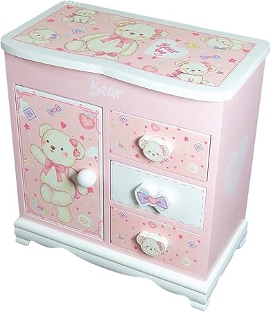 Amazon 木製 子供用 アクセサリー ケース ジュエリー ボックス 女の子 鏡付き おもちゃ 宝石箱 収納 Box 宝物 箱 リボンベア 大 おもちゃ雑貨 おもちゃ