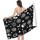 Skull Cat Moon Gothic Beach Towel Absorbent Quick Dry Sand Free Oversized Microfiber Towel for Womens Mens Travel Camping Gym Pool Swim