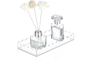 HIITYTIN Acrylic Bathroom Vanity Tray 7.9", Soap Dispenser Decorative Scalloped Tray for Bathroom Kitchen Living Room Decor Vanity Perfume