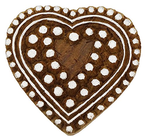 Knitwit Indian Wood Block Art Heart Handcarved Printing Block Textile Stamp