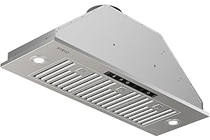 VIKIO HOME 36 inch Built-in/Insert Range Hood 980 CFM, Ducted/Ductless Convertible Duct Stainless Steel Kitchen Vent Hood with 4 Speed Gesture Sensing& Touch Control Panel