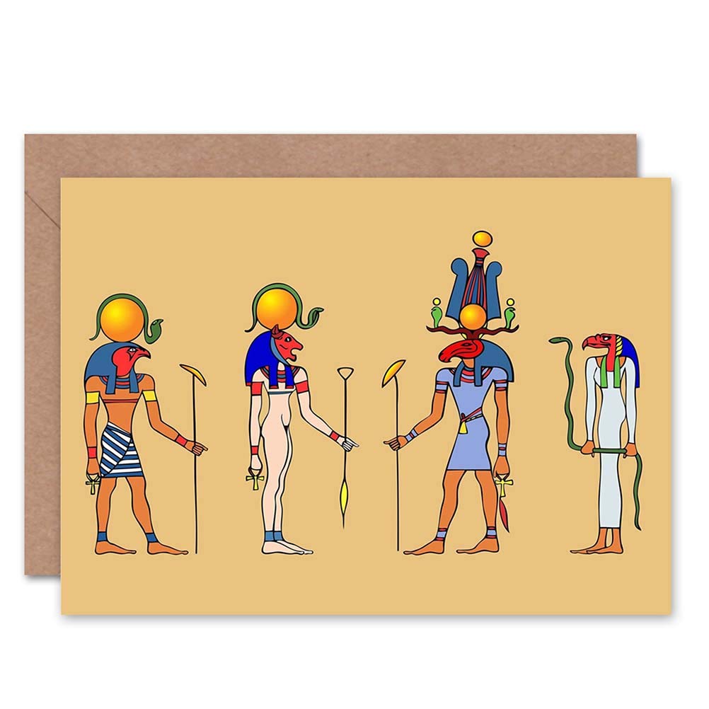 Wee Blue Coo EGYPTIAN HIEROGLYPHICS GODS BLANK GREETINGS BIRTHDAY CARD ART