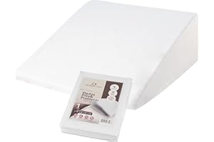 CirclesHome Wedge Pillow Cover 100% Cotton, Zippered Wedge Pillow Case Protector, Soft, Hypoallergenic & Breathable - 25x25x10x2”