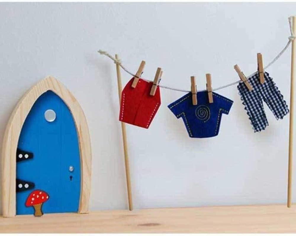The irish fairy door clothes line with male fairy clothes, White - Image 3