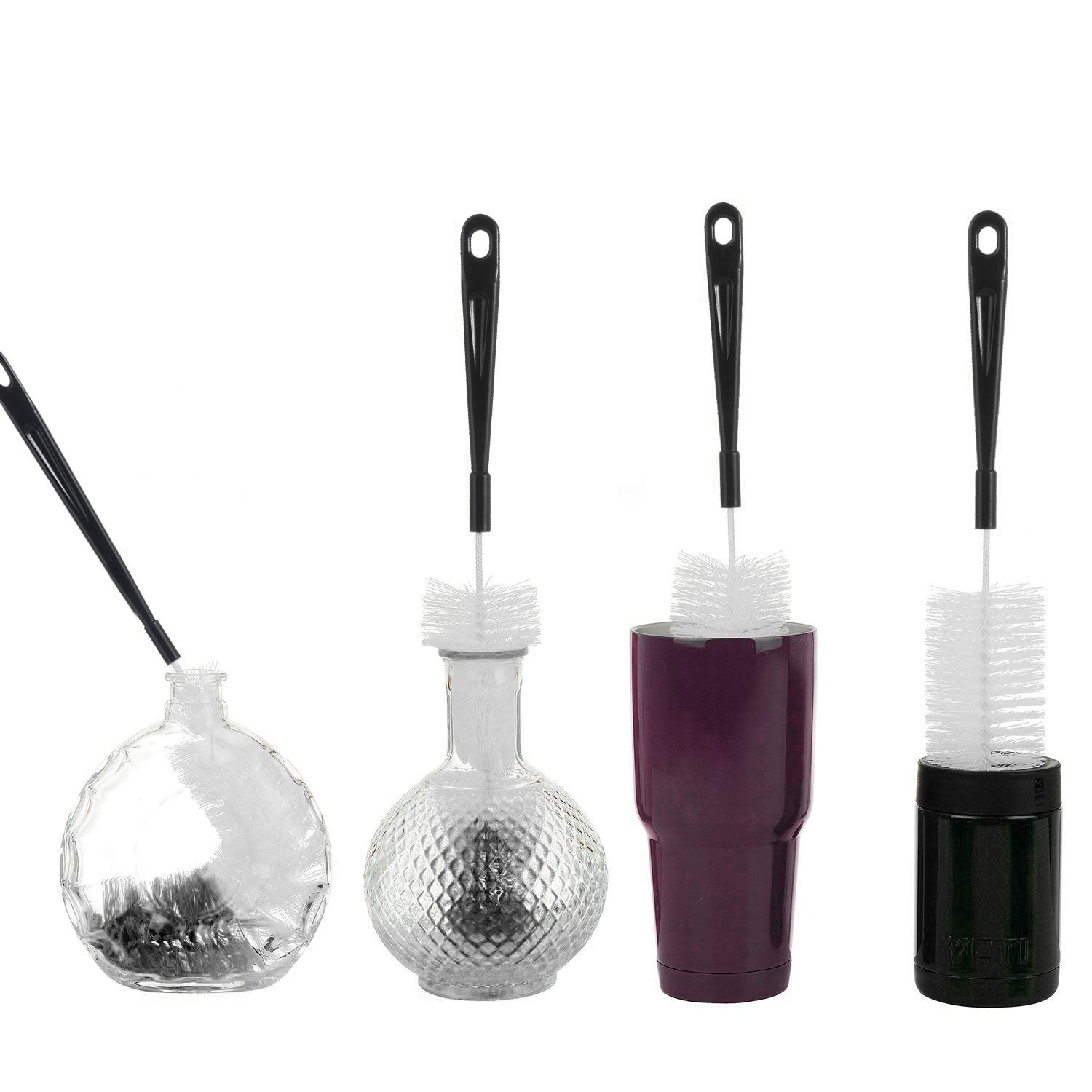 ALINK 16 inch Extra Long Black Bottle Cleaning Brush Cleaner for Washing Narrow Neck Beer/Wine/Thermos, Sport Well/Brewing Bottles/Hummingbird Feeder