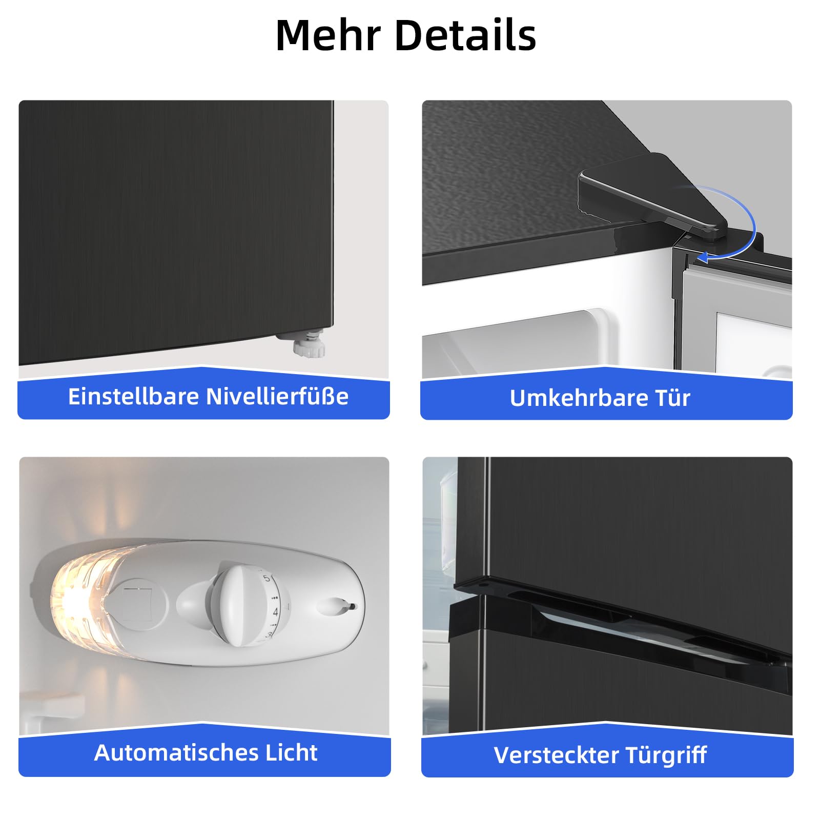 CHIQ Kühlschrank mit Gefrierfach 157L, Kühl-Gefrierkombination leise, Low-frost, 144 cm Hoch, 47 cm Breit, Kühlkapazität: 109L | Gefrierkapazität: 48L, for Eigentumswohnungen FBM157L42 6