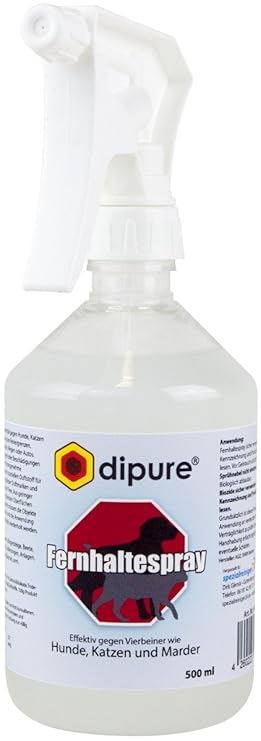 dipure Fernhalte-Spray gegen Hunde, Katzen, Marder 500 ml (Marderschreck, Tierabwehrspray, Katzenschreck für Haus und Garten)