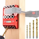 BOXmime 30&deg;/45&deg;/90&deg; Angle Drill Guide Jig, Aluminium Alloy Straight Hole Drilling jig,table Block Attachment Tool for Cable Railing System,Wood Post,Railing Deck Woodworking with 4 drill bits