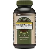GNC Natural Brand Super Digestive Enzymes, Digestive Support, 100 Capsules | Promotes Protein, Carbohydrate, and Fat Digestion for a Balanced Digestive System, Sodium Free, Yeast Free, No Sugar