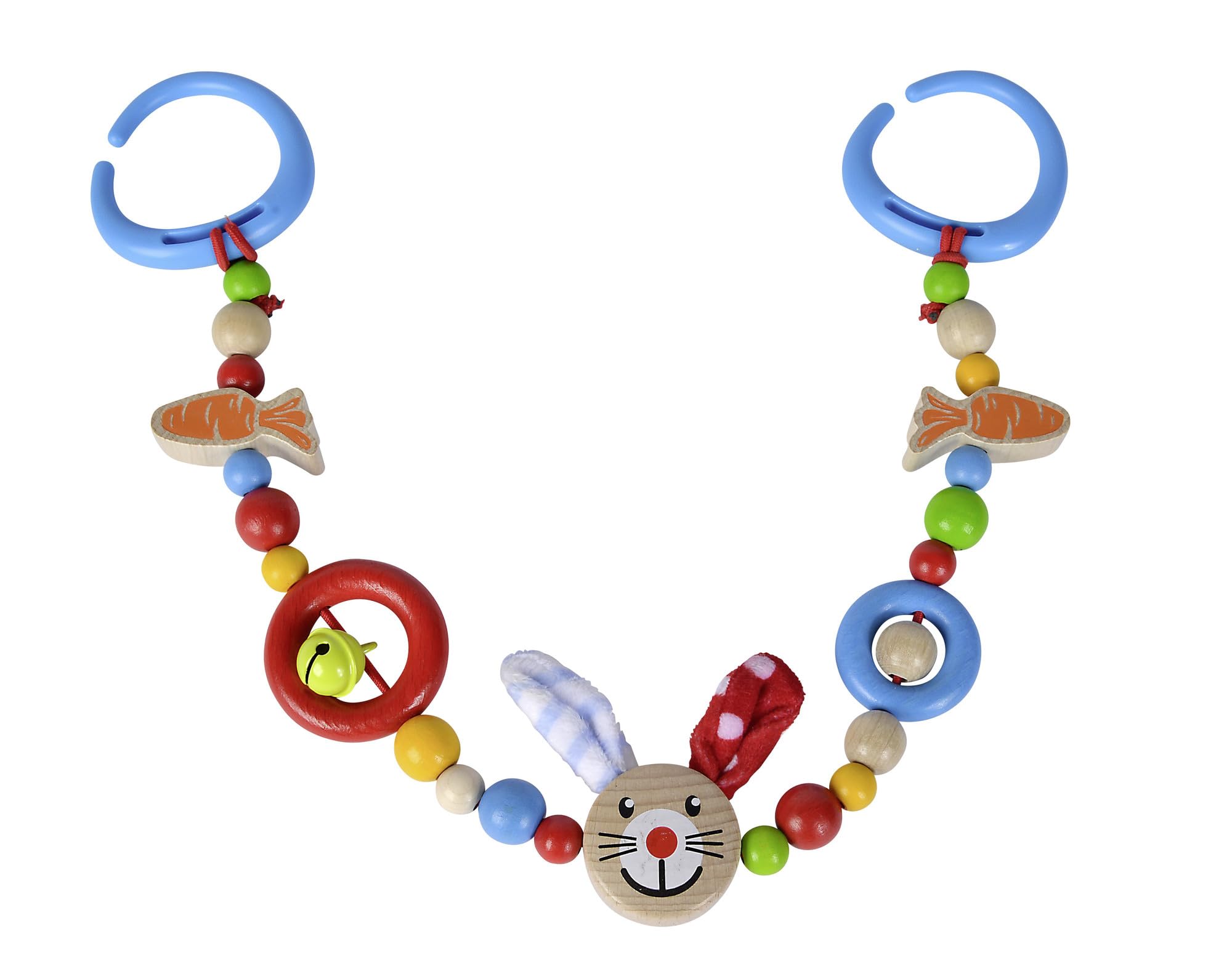 Eichhorn - Baby pram chain with rabbit motif, 50 cm long, made from 100% FSC certified beech wood, suitable for children from the first months of life