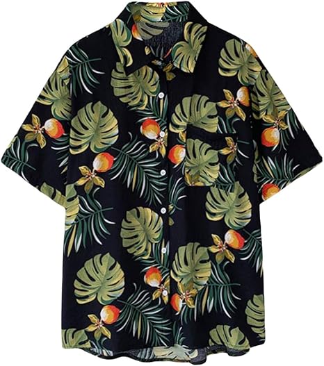 Amazon Shuming レディース 半袖 アロハシャツ 花柄 ブラウス ゆったり プリント ファッション ハワイシャツ ビーチウェア レトロ トップス リゾート 旅行 夏 シャツ ブラウス 通販