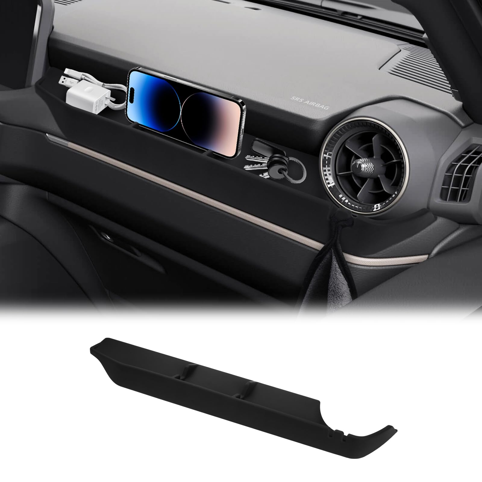 Photo 1 of Karltys Passenger Storage Box Compatible with Toyota Land Cruiser 250 Prado LC250 J250 2024 2025 2026 Accessories Center Console Organizer Dashboard Silicone Non-Slip Tray