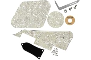 FLEOR 4Ply Aged Pearl Pickguard Back Plate Screws Set & Toggle Switch Plate(Cream) & Bracket Fit LP Style Guitar Pickguard Re