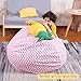 Lukeight Stuffed Animal Storage Bean Bag Chair Cover for Kids and Adults, Storage Bean Bag with Zipper for Organizing Kids Stuffed Animals, Bean Bag Cover (No Beans), Large/Chevron Pink