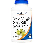 Nutricost Extra Virgin Olive Oil Supplement (2,000mg) 120 Softgels - Gluten-Free, GMO-Free, 60 Servings