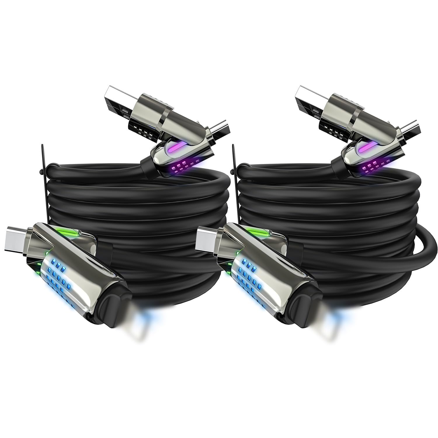 Photo 1 of 2 Pack Charging Cable (6.6FT), MAX 240W Chubby Multi USB C Charging Cable with Light, USB to USB C Fast Charging Cables for Multiple Devices, iPhone 16 15 14 Pro Max/MacBook/iPad Pro, Black