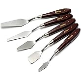 CONDA Palette Knife Painting Stainless Steel Spatula Palette Knife Oil Paint Metal Knives Wood Handle (Red 5 Piece)