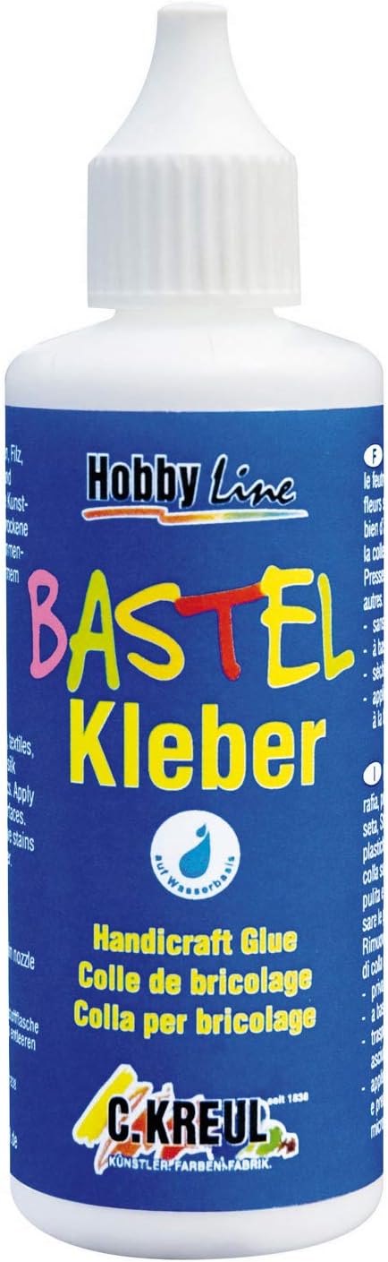 Kreul 49360 - Bastelkleber transparent, 80 ml, auf Wasserbasis, lösungsmittelfrei, für viele verschiedene Materialien