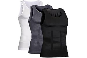 3 Pack Compression Shirt Slimming Body Shaper Vest for Men, Compression Shirt Vest Workout Tank Top Shapewear Tummy
