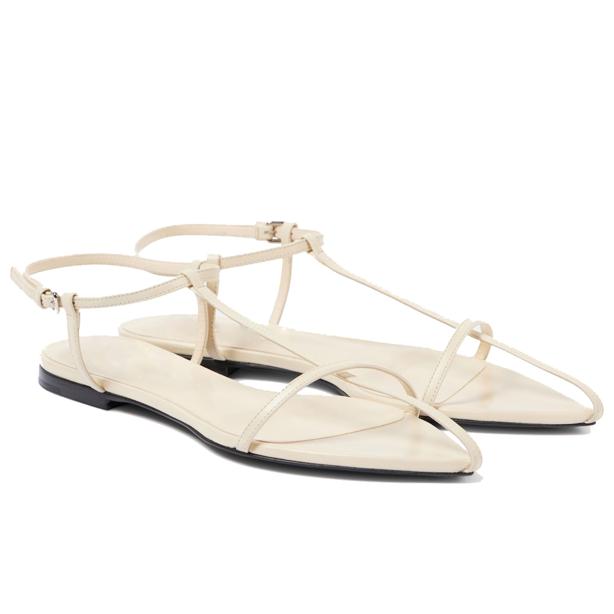 Photo 1 of Molozoey CREAM Flat Sandals for Women with Metal Buckle Ankle Strappy Ladies Fashion Slide Sandals Comfortable Summer Open Toe Women Sandals Dressy.