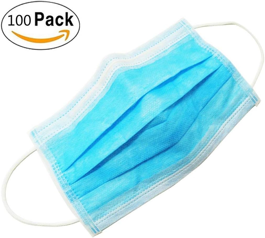 Woodlandu Disposable Anti-Dust Face Thick Masks pack of 100pcs with Earloop Blue, ideal for personal