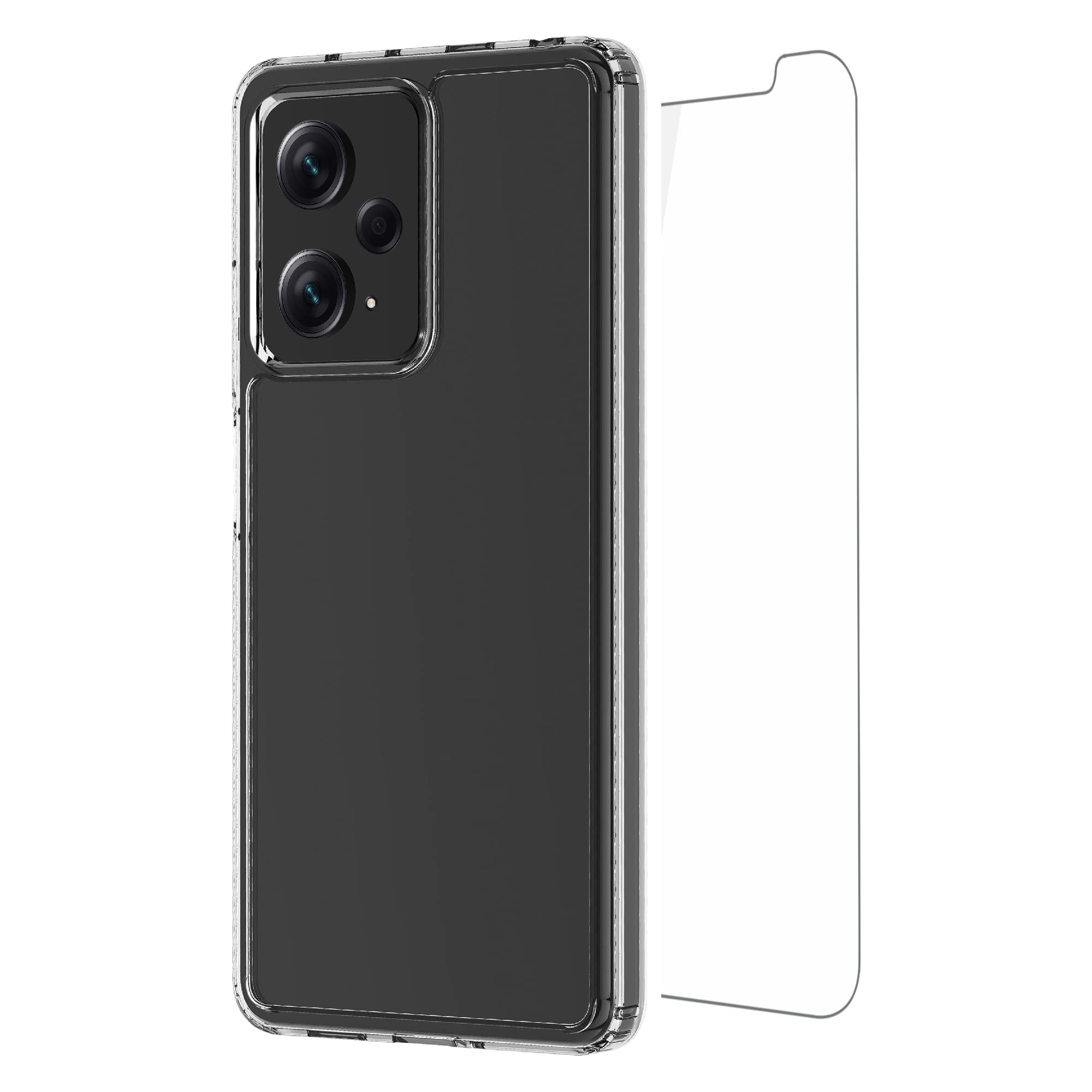 SKECH Crystal SE Case Compatible with Xiaomi Redmi Note 12 Pro/Poco X5 Pro 5G Case/Tempered Glass [Transparent TPU Protective Case, Raised Edge, Ultra Clear Screen Protector] Transparent