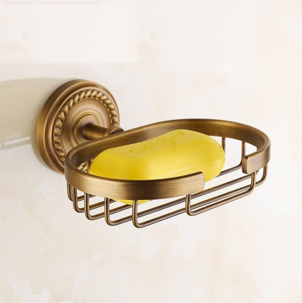 Bathroom Soap Dishes,Full copper Retro style gold color round base Wall-mounted leakage Soap dish, Bathroom Toilet Soap Dish