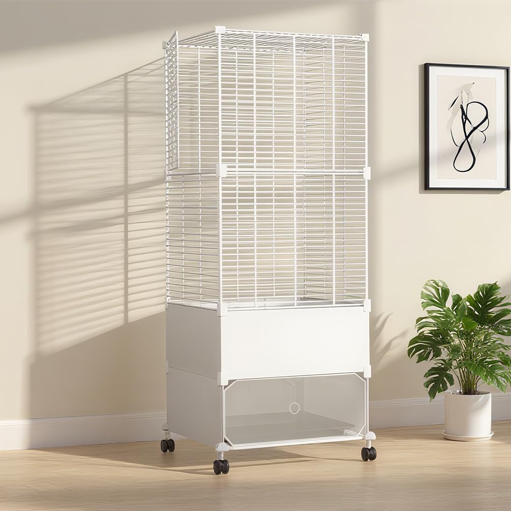 Photo 1 of Bird Cage Parakeet Cage Hanging Windows with Sliding Window, Dense Wire Mesh, Removable Tray & Wheels Bird Flight Cage