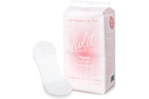Livlit Ultra Thin Panty Liners Sanitary Pads, 100% Certified Organic Cotton from Texas, Light Absorbency, Chlorine Free, Unscented, Hypoallergenic Panty Liners for Women (40 Count)