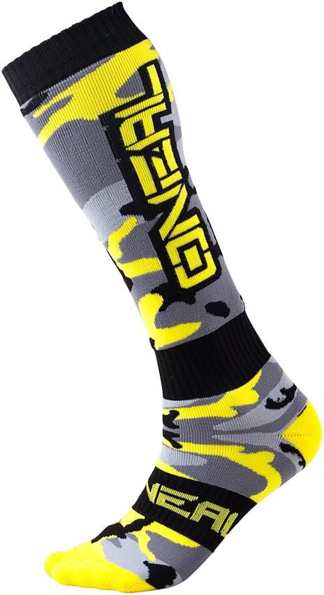 O'Neill Wetsuits Oneal HUNTER SOX PRO MX Socks. Knee Length Motocross/Mountain Bike Socks. - Grey/Black/Yellow, One Size