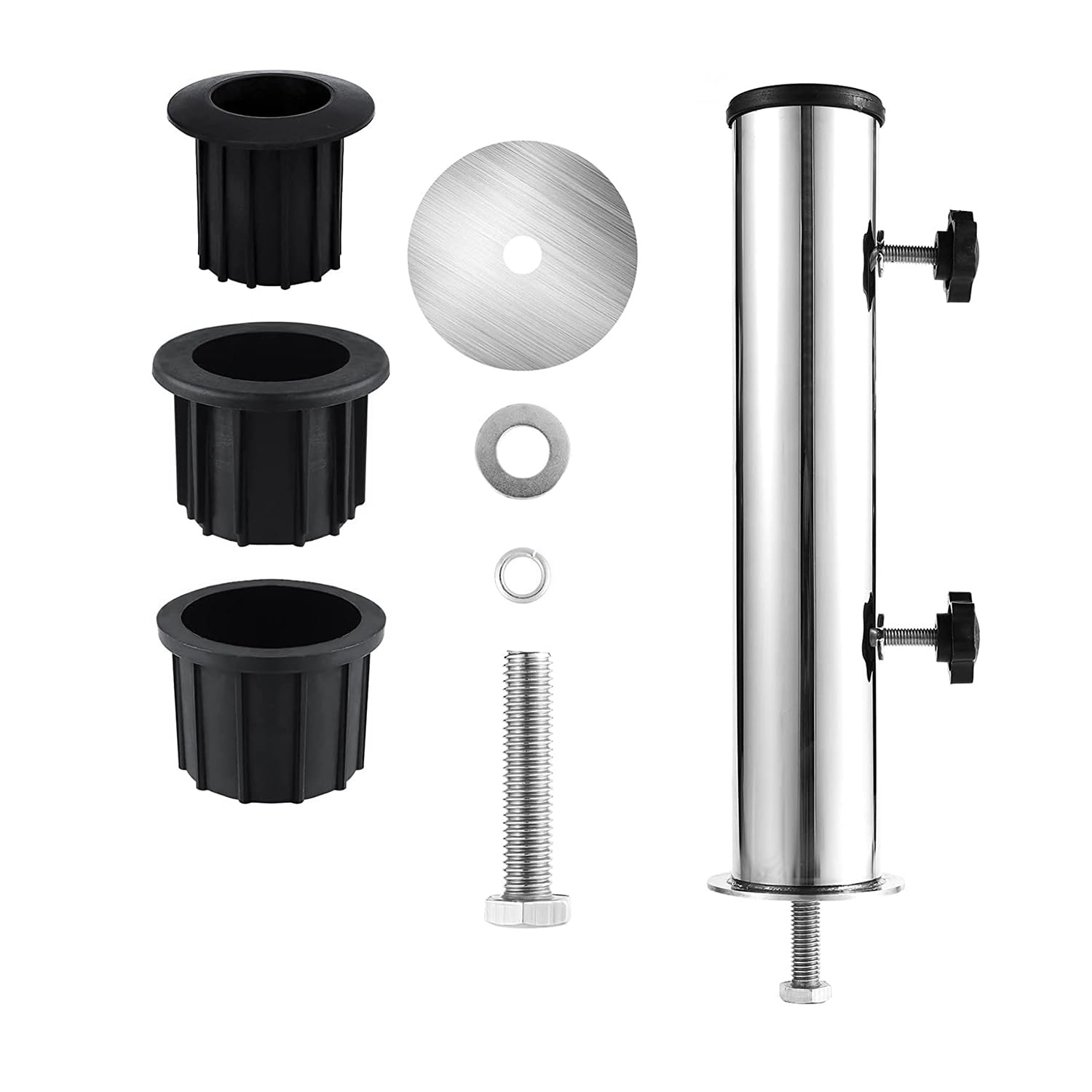 Barfeery Umbrella Pole Mount Stand Tube Set Outdoor Parasol Base Holder Insert Pipe Sleeve, for Outside Garden Backyard Balcony