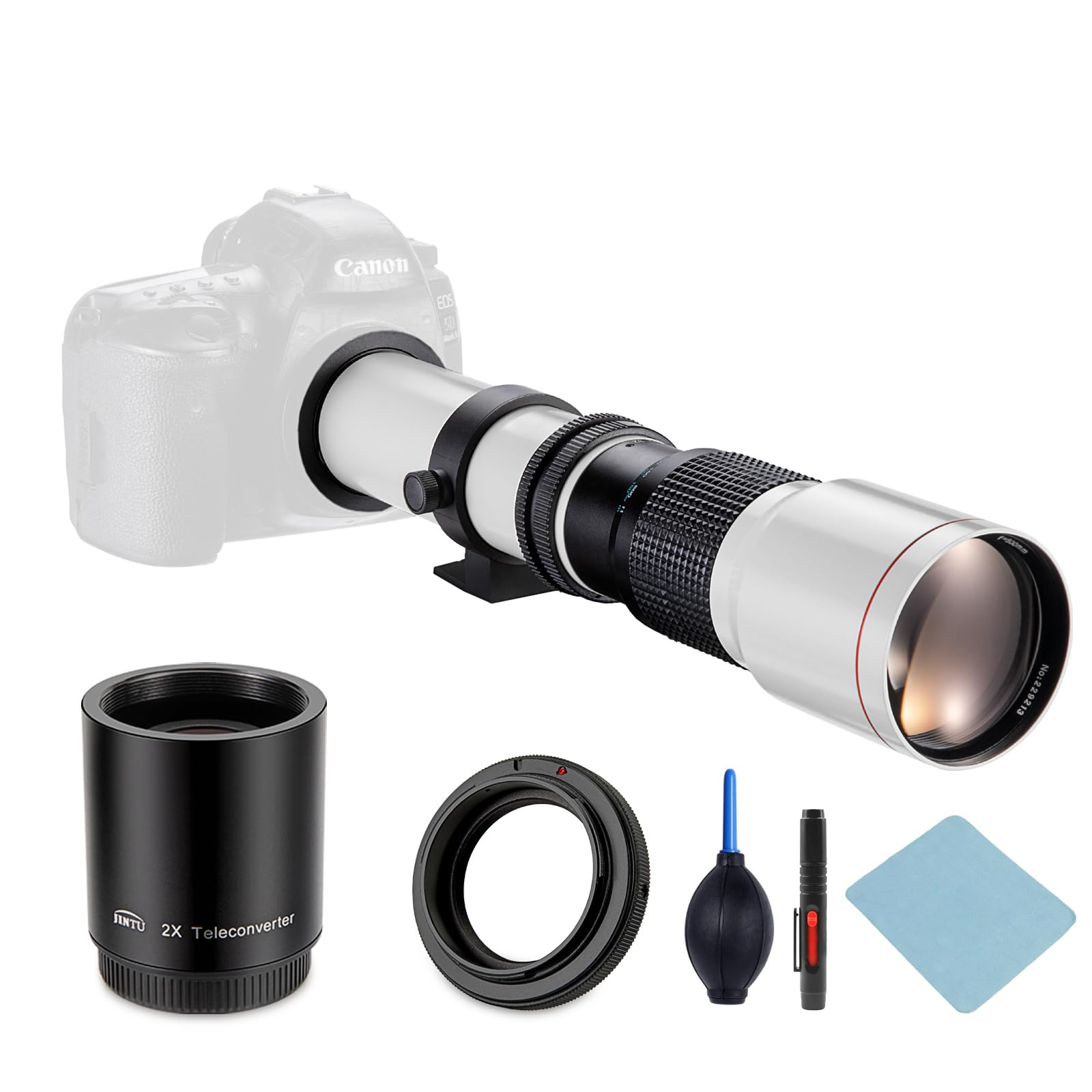 JINTU 500-1000mm HD f/8 Manual Telephoto Lens, F Mount Lens for
