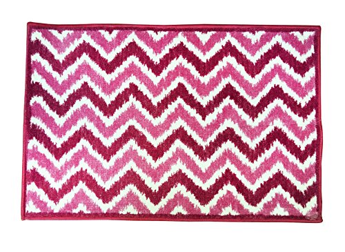 Bacati Mix N Match Ikat Zigzag Nylon High Pile Plush Rug, Pink/Fuschia, 24" X 36"