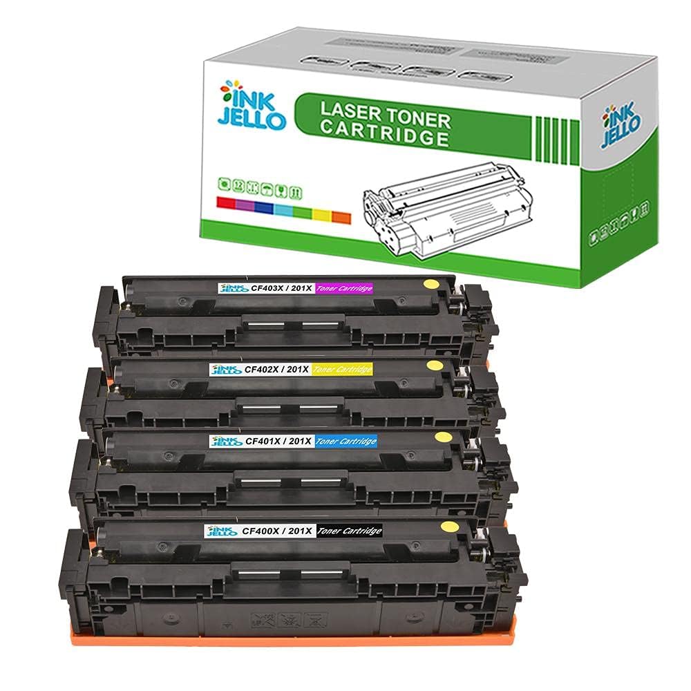 InkJello Compatible Toner Cartridge Replacement for HP Colour Laserjet Pro M252dw M252n MFP M274n MFP M277dw MFP M277n CF400X CF401X CF402X CF403X (Black/Cyan/Yellow/Magenta, 4-Pack)