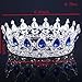 Ulike2 King/queen Crown Red Ruby Stone Sapphire Tiaras Gold/silver Plated Hair Jewelry (Blue)