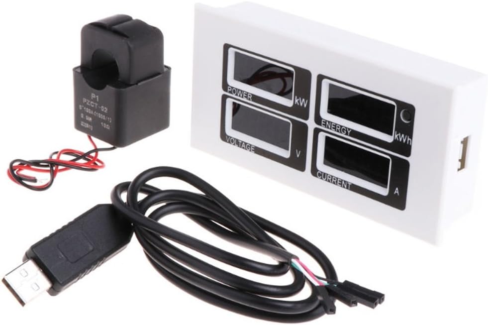 AC 80-260V 100A Digital LED Power Energy Voltage Current Panel Meter Multi Power Monitor TTL Serial Communication Port With Split CT And USB Cable