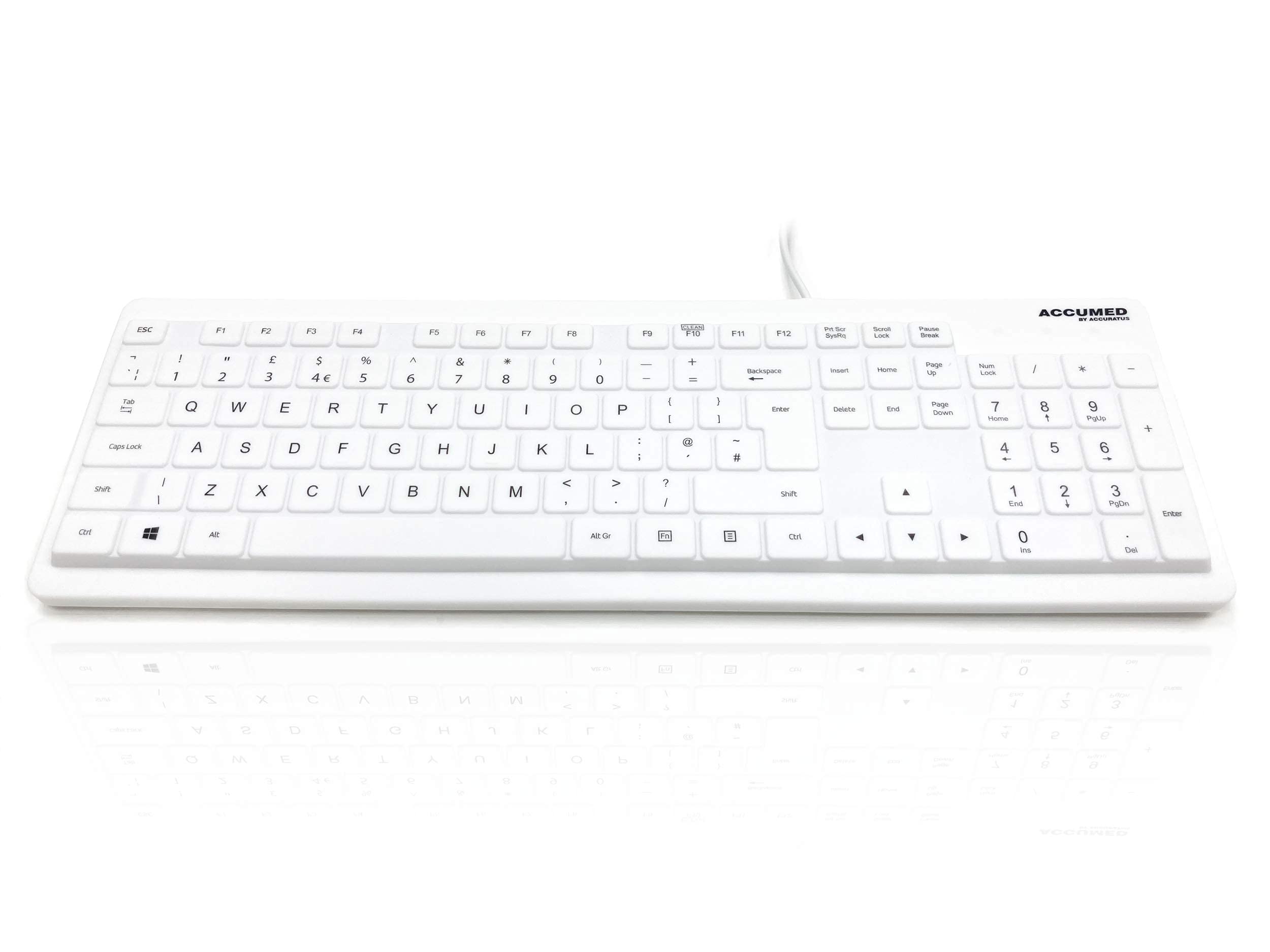 AccuMed Value Keyboard - 105 Key IP68 Sealed Antibacterial Medical Keyboard