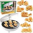 Construction Trucks Mini Waffle Maker- Make 7 Different Vehicle Shaped Pancakes Feat a Bulldozer Forklift & More- Electric Nonstick Pan Cake Car Waffler Iron w Recipe Guide, Fun Kids Treat or Gift