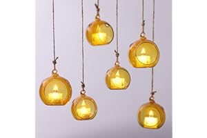 LETINE Assorted Amber Glass Orb Set (12pcs) with 2.17" & 1.93" Spheres - Versatile Tea Light Candle Holders & Air Plant Holders for Boho Wedding Decor