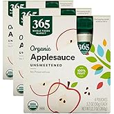 365 by Whole Foods Market Unsweetened Applesauce, 12 Pack | Organic | 3.2 Ounce Pouches